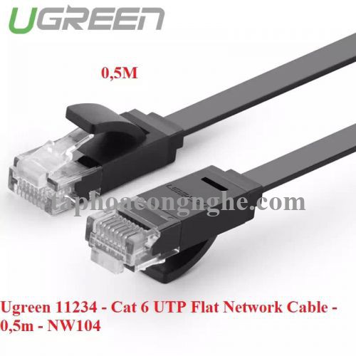 Ugreen 11234 0.5M màu Đen Cáp mạng LAN CAT6 UPT cáp dẹp NW104 30011234
